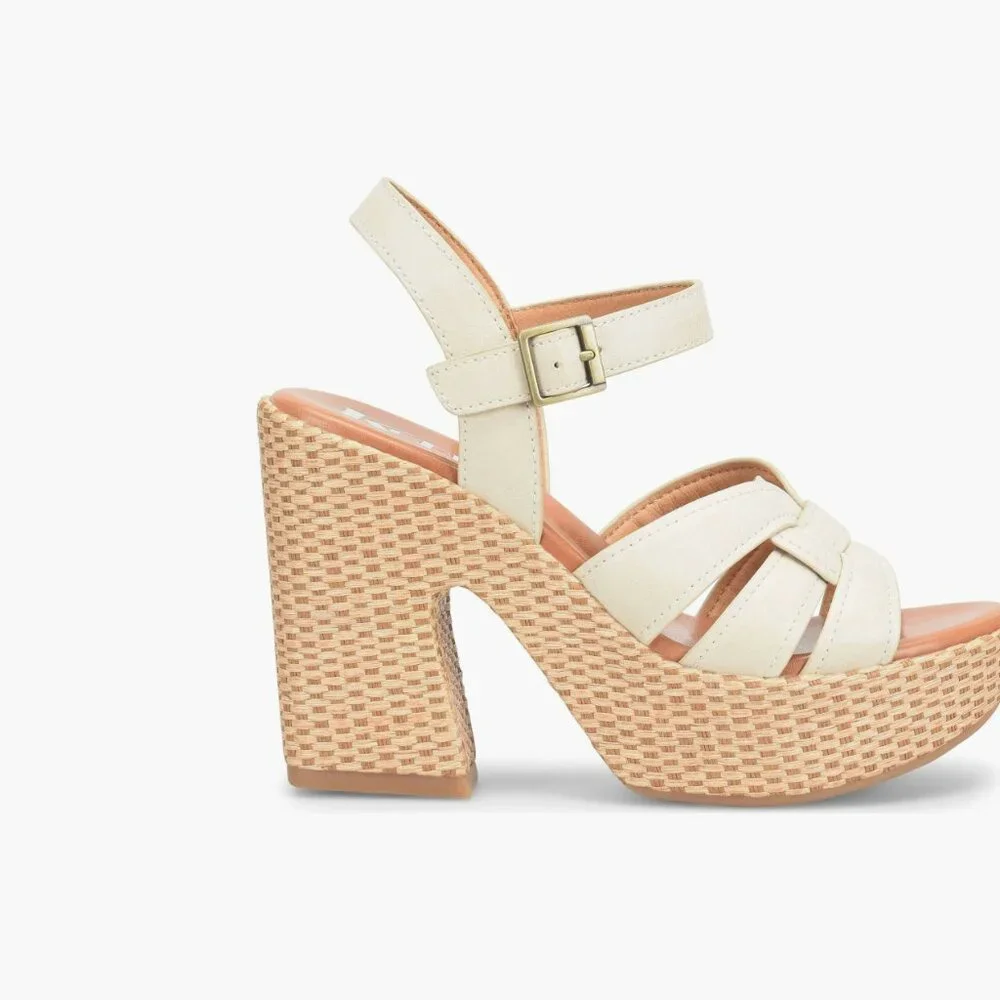 NEW KORKS Dee Wedge Platform (Women) 10M, OFF WHITE